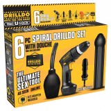 Секс набор DRILLDO SPIRAL Vac-U-Lock со ребристым членом 7 предметов