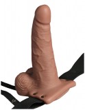 Фаллопротез с вибрацией Fetish Fantasy 6 Hollow Strap-On Tan (17.5, Ø 5 см)