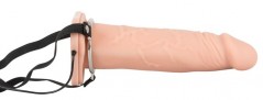 Вибрострапон на ремнях полый Vibrating Strap-On