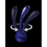 Стеклянный фаллоимитатор Icicles No. 89 с силиконовой присоской, синий (18, Ø 3.2 см)