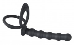 Насадка для двойного проникновения Black Velvets Cock & Ball ring (12.5, Ø 2.3 см)