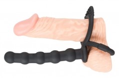 Насадка для двойного проникновения Black Velvets Cock & Ball ring (12.5, Ø 2.3 см)