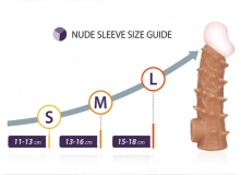 Насадка на фаллос с подхватом мошонки и открытой головкой Nude sleeve №5, размер M (12, Ø 4 см)