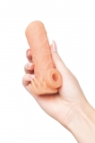 Насадка на фаллос с подхватом мошонки и открытой головкой Nude sleeve №5, размер M (12, Ø 4 см)