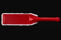 Двусторонняя шлепалка с мехом, красная с белым (35 см)