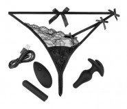 Невероятный набор для анальных игр: Hookup Panties Remote Bowtie Bikini (размер: XL/XXL)