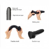 Фаллоимитатор Strap-On-Me Sliding Skin Realistic Dildo, чёрный L (14.2, Ø 4.1 см)