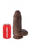 PipeDream King Cock Chubby 9 Фаллоимитатор с мошонкой на присоске коричневый (22.9, Ø 7.6 см) ВНИМАНИЕ!!! ПОВРЕЖДЕНА УПАКОВКА!!!