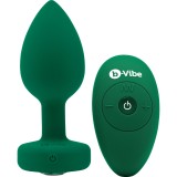 Вибрирующая втулка Vibrating Jewel Plug M/L, зелёная (10.5, Ø 4 см)