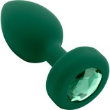 Вибрирующая втулка Vibrating Jewel Plug M/L, зелёная (10.5, Ø 4 см)