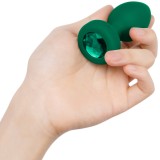 Вибрирующая втулка Vibrating Jewel Plug M/L, зелёная (10.5, Ø 4 см)