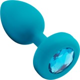 Вибрирующая втулка Vibrating Jewel Plug S/M, бирюзовая (9.8, Ø 3.7 см)
