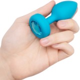 Вибрирующая втулка Vibrating Jewel Plug S/M, бирюзовая (9.8, Ø 3.7 см)