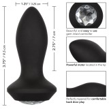 Анальная пробка с кристаллом и вибрацией Power Gem, черная (9.5, Ø 3.3 см)