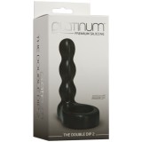 Насадка на пенис + анальный фаллоимитатор с эрекционным кольцом Platinum Premium Silicone - The Double Dip 2 - Black