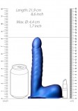 Страпон-фаллопротез Ribbed Hollow Strap-on with Balls 8'', голубой (21.9, Ø 4.4 см)