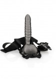 Страпон-фаллопротез Ribbed Hollow Strap-on with Balls 8'', серый (21.9, Ø 4.4 см)