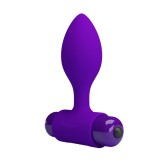 Анальная пробка с мощной вибрацией PrettyLove Vibra Butt Plug, фиолетолвая (8.6, Ø 2.7 см)