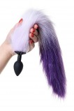 Анальная втулка с бело-фиолетовым хвостом POPO Pleasure by TOYFA, M (45, Ø 2.7 см)