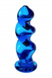 Анальная спиралевидная втулка Sexus Glass, синяя (12, Ø 3.5 см)