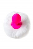Анальная втулка с хвостом ToDo by Toyfa Sweet bunny, розовая с белым (13, Ø 2.8 см)