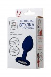 Анальная втулка Штучки-Дрючки, синяя с прозрачным кристаллом (7.3, Ø 2.7 см)