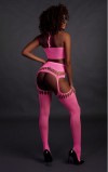 Топ в комплекте с чулками Two Piece with Crop Top and Stockings - Pink (размер XS/XL)