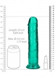 Фаллоимитатор реалистик REALROCK CRYSTAL CLEAR, зеленый (25, Ø 4.5 см)