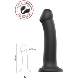 Фаллоимитатор Strap-On-Me Dildo Dual Density Semi-Realistic гнущийся, черный (L - 19, Ø 3.7 см)