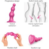 Фаллоимитатор Strap-On-Me Dildo Plug Beads Framboise металлик (L - 16, Ø 4.6 см)