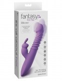 Вибратор с поступательными движениями, вращением, нагревом Fantasy For Her - Her Thrusting Silicone Rabbit