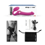 Вибрострапон Strap-On-Me Multi Orgasm с 3 моторами и клиторальным стимулятором, фуксия (L - 15.7, Ø 4.2 см)