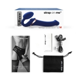 Вибрострапон Strap-On-Me Multi Orgasm с 3 моторами и клиторальным стимулятором, синий (XL - 16.2, Ø 4.7 см)