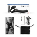 Вибрострапон Strap-On-Me Multi Orgasm с 3 моторами и клиторальным стимулятором, черный (L - 15.7, Ø 4.2 см)