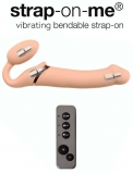Безремневой страпон Strap-on 3 Motoren с вибрацией + пульт ДУ, бежевый (L - 25, Ø 3.7 см)