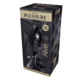 Металлическая анальная пробка Anal Pleasure от Alive - M, с черным кристаллом (8, Ø 3.4 см)