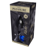 Металлическая анальная пробка Anal Pleasure от Alive - M, с голубым кристаллом (8, Ø 3.4 см)