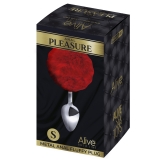 Анальная втулка Alive Metal Anal Fluffly Plug, красный, S