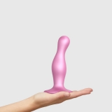 Фаллоимитатор Strap-On-Me Dildo Plug изогнутый, розовый металлик (M - 15.5, Ø 4.3 см)