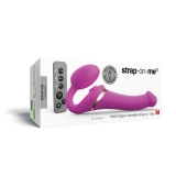 Вибрострапон Strap-On-Me Multi Orgasm с 3 моторами и клиторальным стимулятором, фуксия (M - 15.2, Ø 3.8 см)