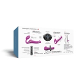 Вибрострапон Strap-On-Me Multi Orgasm с 3 моторами и клиторальным стимулятором, фуксия (M - 15.2, Ø 3.8 см)