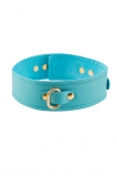 Ошейник Pecado BDSM, натуральная кожа, голубой
