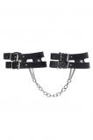 Оковы Pecado BDSM - 2 ремешка и кольцо, натуральная кожа, чёрные