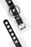 Наручники Pecado BDSM, с одним ремешком с люверсами, натуральная кожа, бело-чёрные