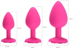 Анальная пробка с ограничителем в форме розочки, L розовая (10, Ø 4.5 см)