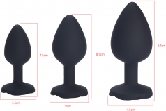 Анальная пробка с ограничителем в форме розочки, S чёрная (7.5, Ø 3 см)