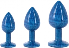 Эмалированная анальная пробка из алюминия с ярко синим кристаллом (7, Ø 2.8 см)