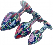 Эмалированная анальная пробка из алюминия с бирюзовым кристаллом (7, Ø 2.8 см)