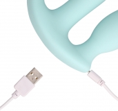 Вибратор «Три в одном» из жидкого силикона — Breezy Blue