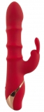 Вибратор Кролик Orion с 3 подвижными кольцами, красный